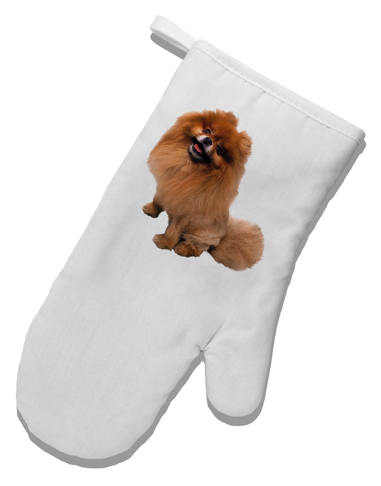 Pomeranian Sitting All Cute-Like White Printed Fabric Oven Mitt-Oven Mitt-TooLoud-White-Davson Sales