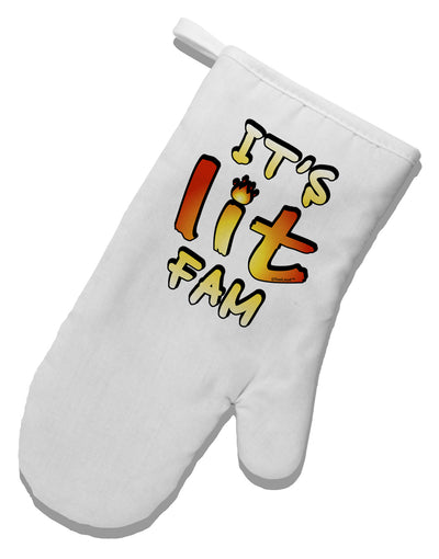 It's Lit Fam White Printed Fabric Oven Mitt-Oven Mitt-TooLoud-White-Davson Sales