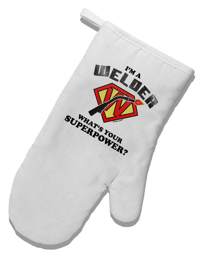 TooLoud Welder - Superpower White Printed Fabric Oven Mitt-Oven Mitt-TooLoud-White-Davson Sales