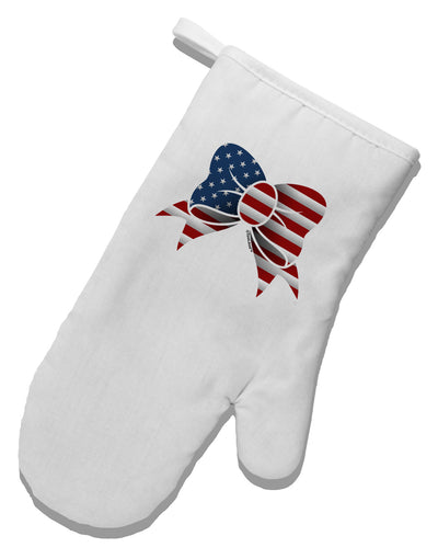 Patriotic Bow White Printed Fabric Oven Mitt-Oven Mitt-TooLoud-White-Davson Sales