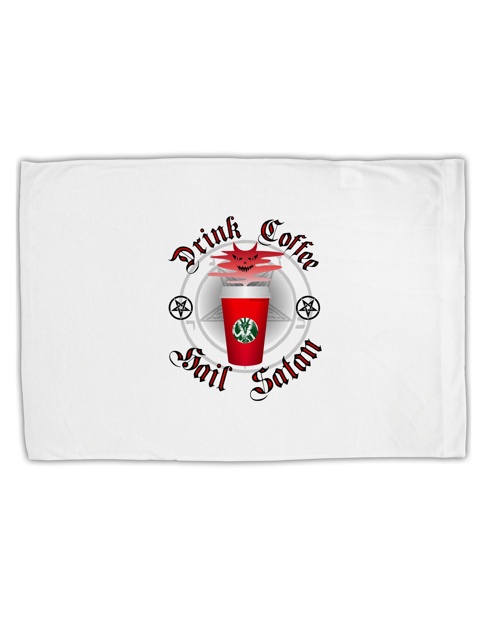 Red Cup Drink Coffee Hail Satan Standard Size Polyester Pillow Case by TooLoud-TooLoud-White-Davson Sales