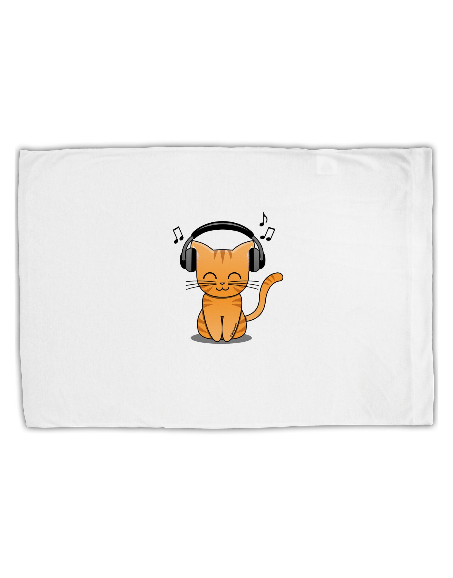 Cute Kitty With Headphones Standard Size Polyester Pillow Case-Pillow Case-TooLoud-White-Davson Sales