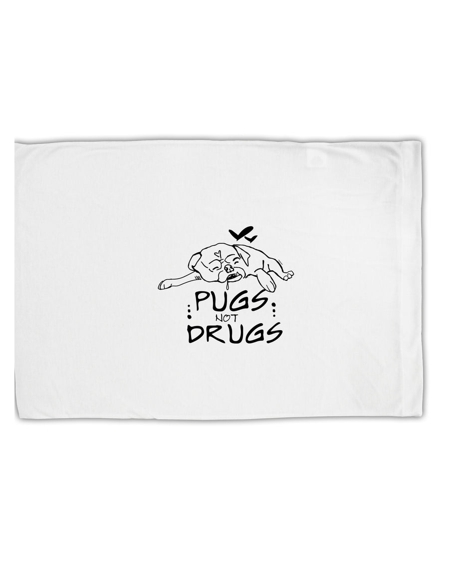 TooLoud Pugs Not Drugs Standard Size Polyester Pillow Case-Pillow Case-TooLoud-Davson Sales