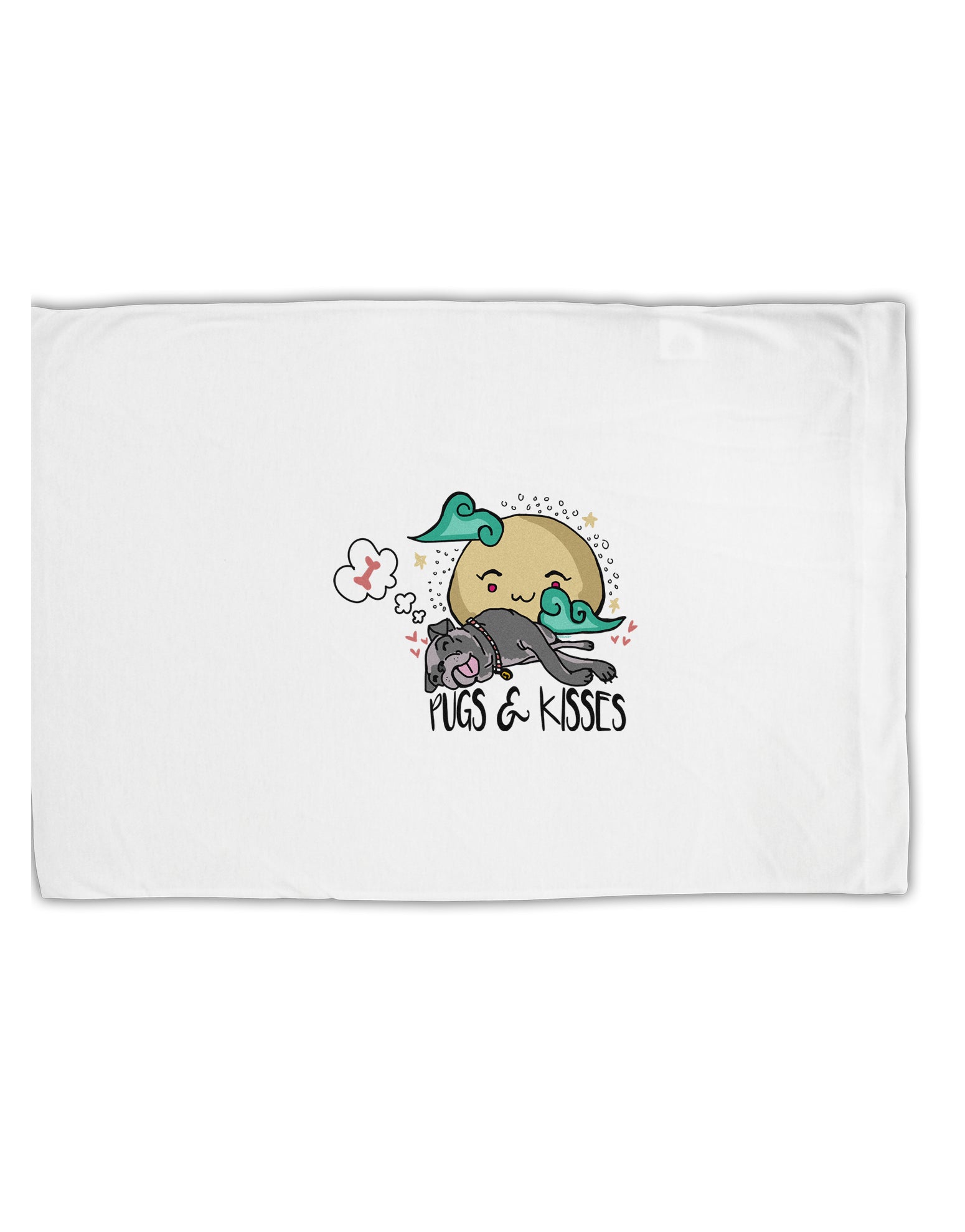 TooLoud Pugs and Kisses Standard Size Polyester Pillow Case-Pillow Case-TooLoud-Davson Sales
