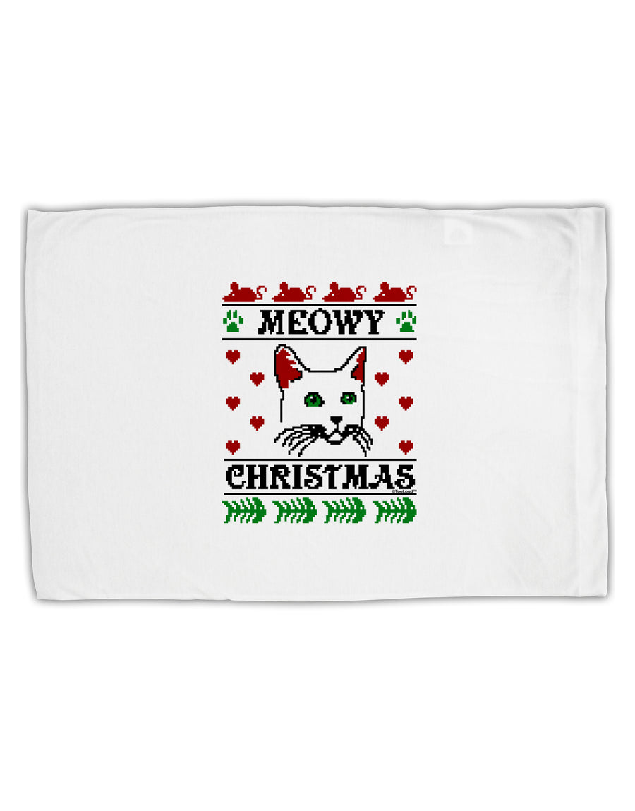 Meowy Christmas Cat Knit Look Standard Size Polyester Pillow Case by TooLoud-TooLoud-White-Davson Sales