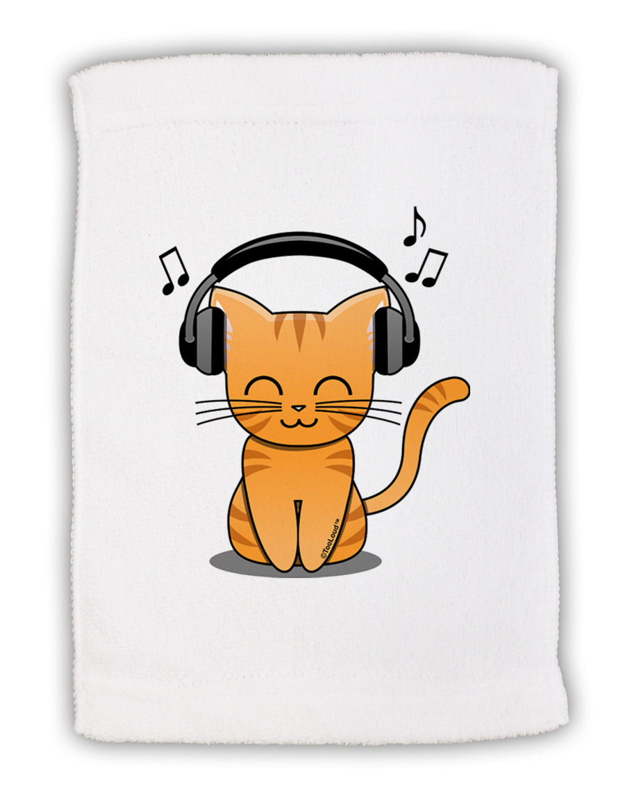 Cute Kitty With Headphones Micro Terry Sport Towel 11 x 18 inches-TooLoud-White-Davson Sales