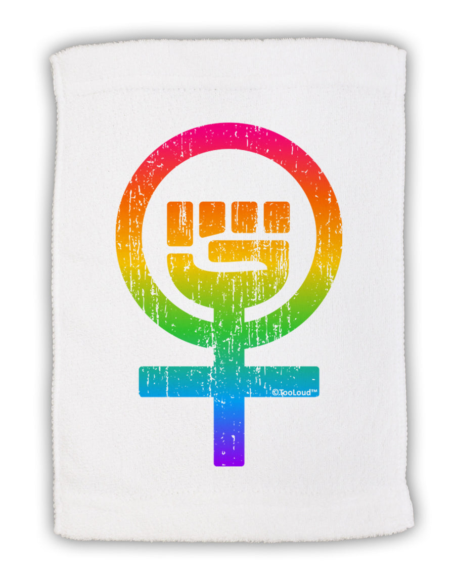 Rainbow Distressed Feminism Symbol Micro Terry Sport Towel 15 X 22 inches-Sport Towel-TooLoud-White-Davson Sales