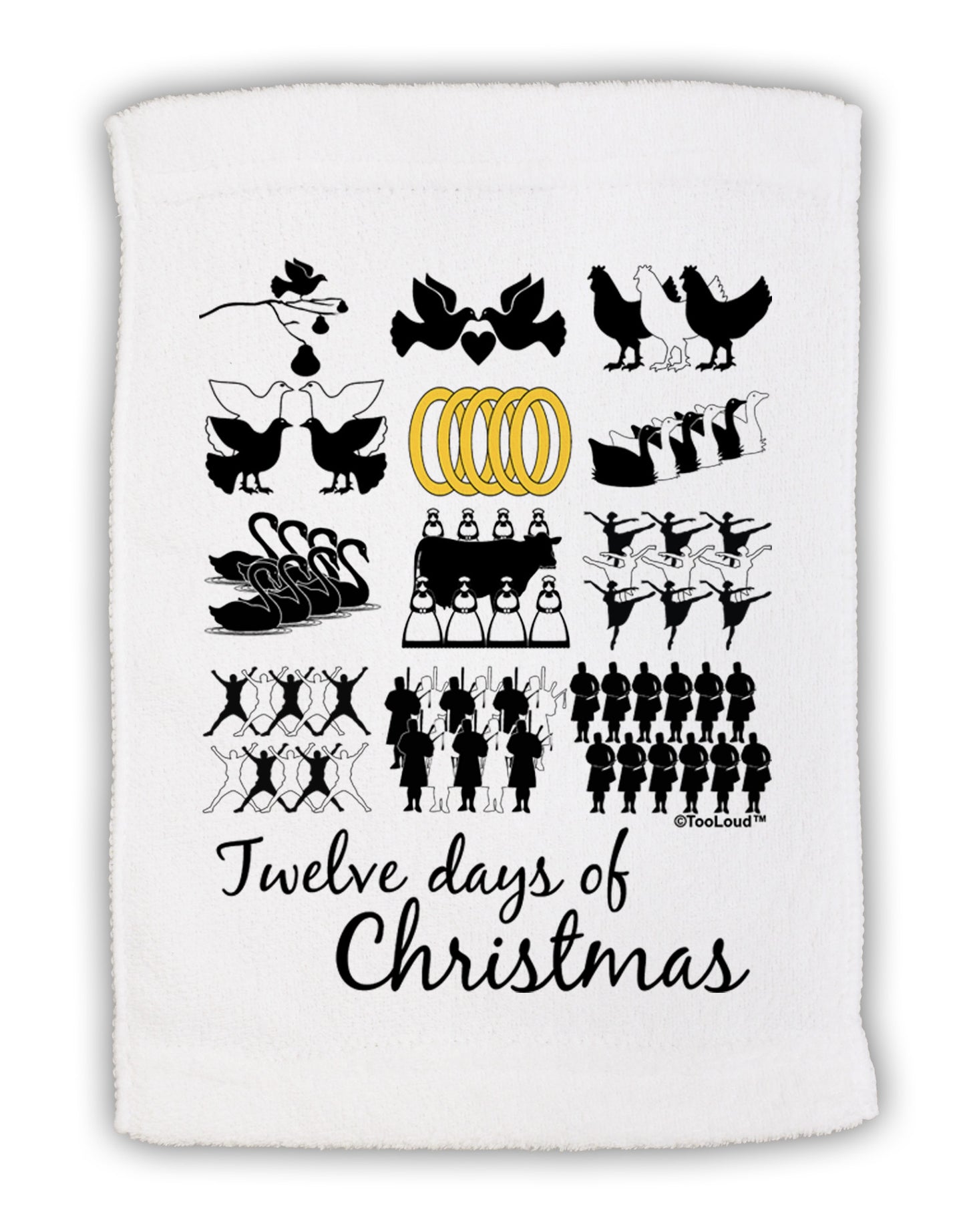 12 Days of Christmas Text Color Micro Terry Sport Towel 11 x 18 inches-TooLoud-White-Davson Sales
