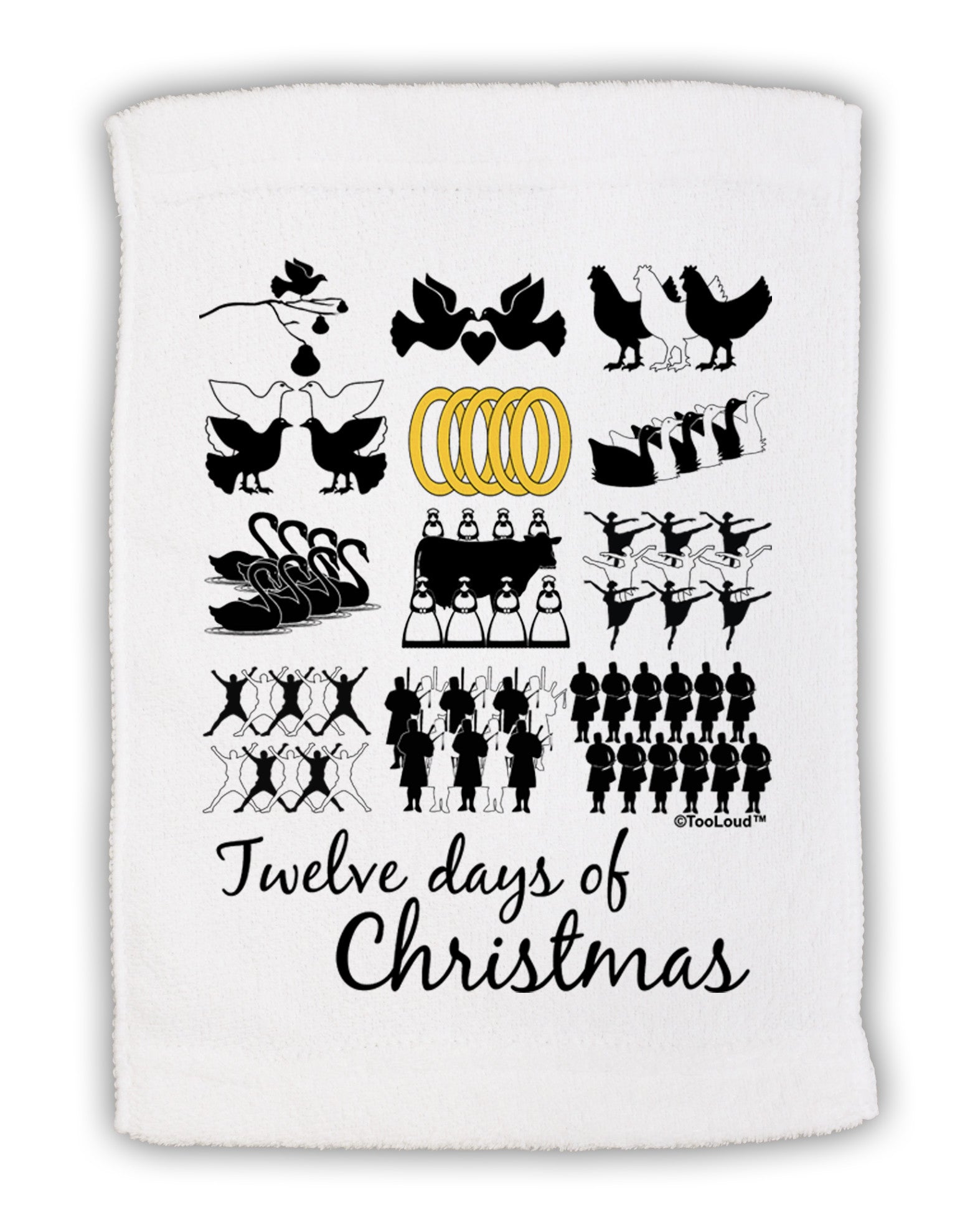 12 Days of Christmas Text Color Micro Terry Sport Towel 11 x 18 inches-TooLoud-White-Davson Sales