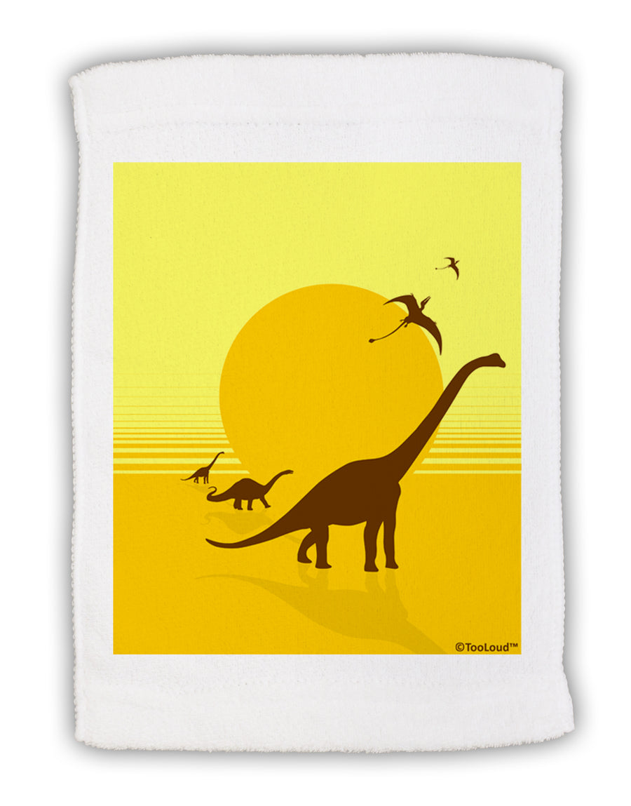 Brontosaurus and Pterodactyl Silhouettes with Sun Micro Terry Sport Towel 11 x 18 Inch by TooLoud-Sport Towel-TooLoud-White-Davson Sales