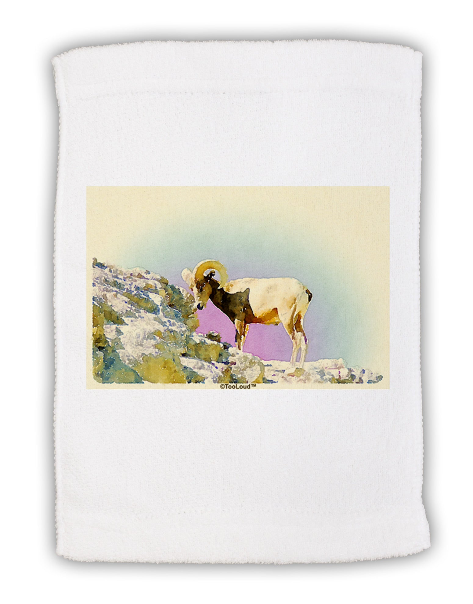 Bighorn Ram Watercolor Micro Terry Sport Towel 11 x 18 inches-TooLoud-White-Davson Sales