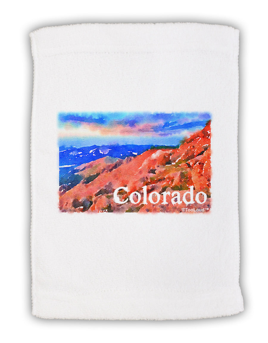 Colorado Mtn Sunset Soaked WaterColor Micro Terry Sport Towel 11 x 18 inches-TooLoud-White-Davson Sales