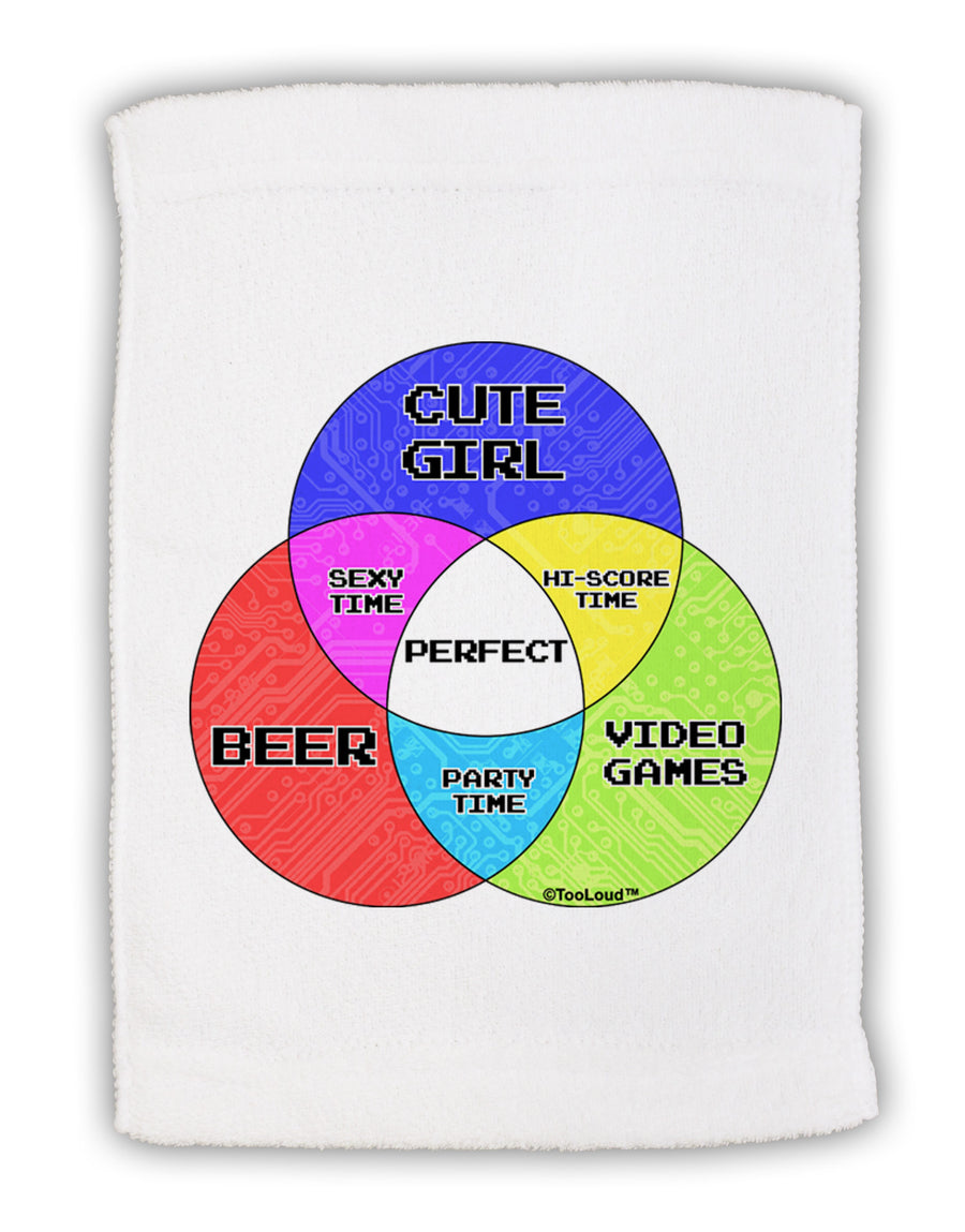 Beer Girl and Games Diagram Micro Terry Sport Towel 11 x 18 inches-TooLoud-White-Davson Sales