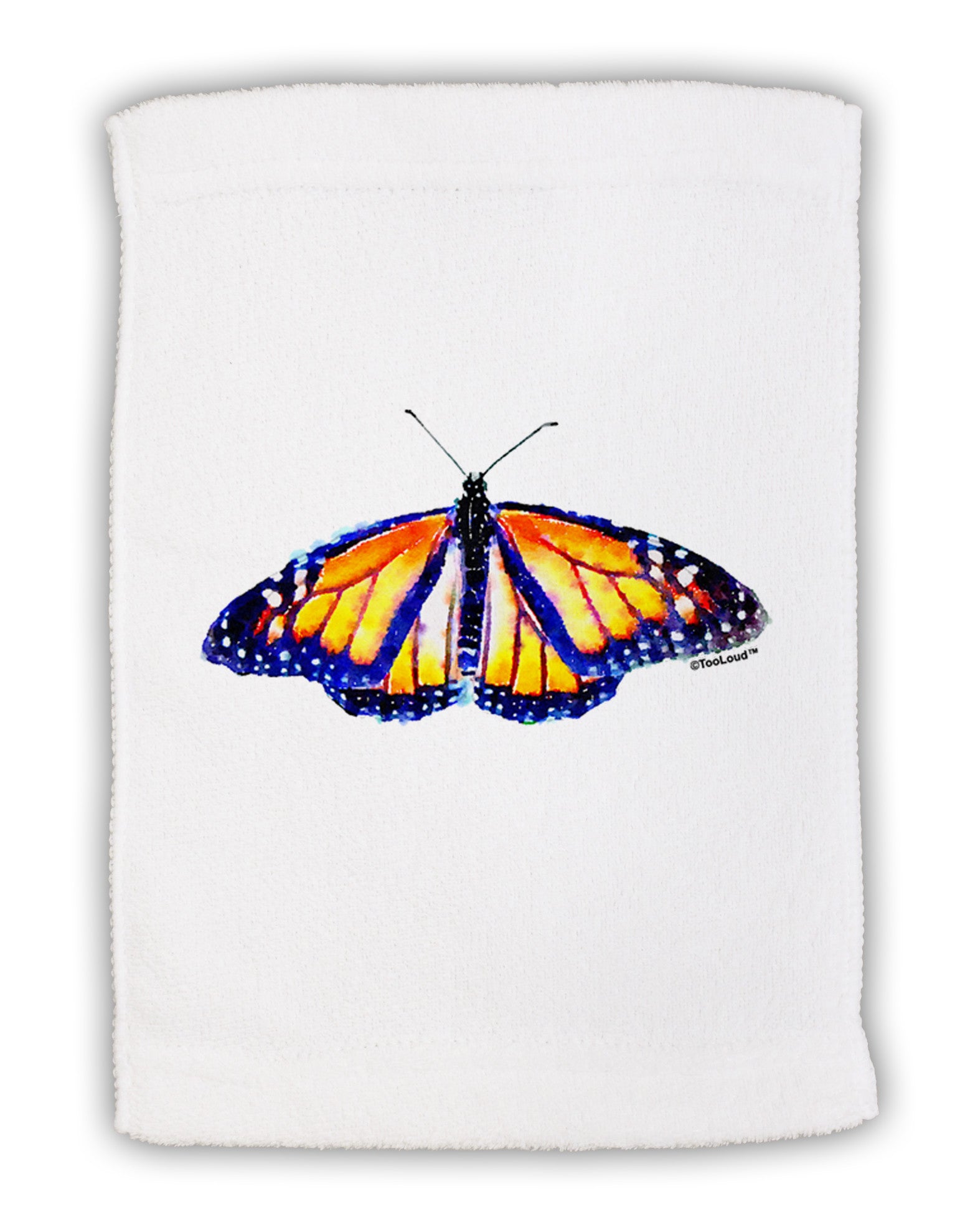 TooLoud Watercolor Monarch Butterfly Micro Terry Sport Towel 11 x 18 inches-TooLoud-White-Davson Sales
