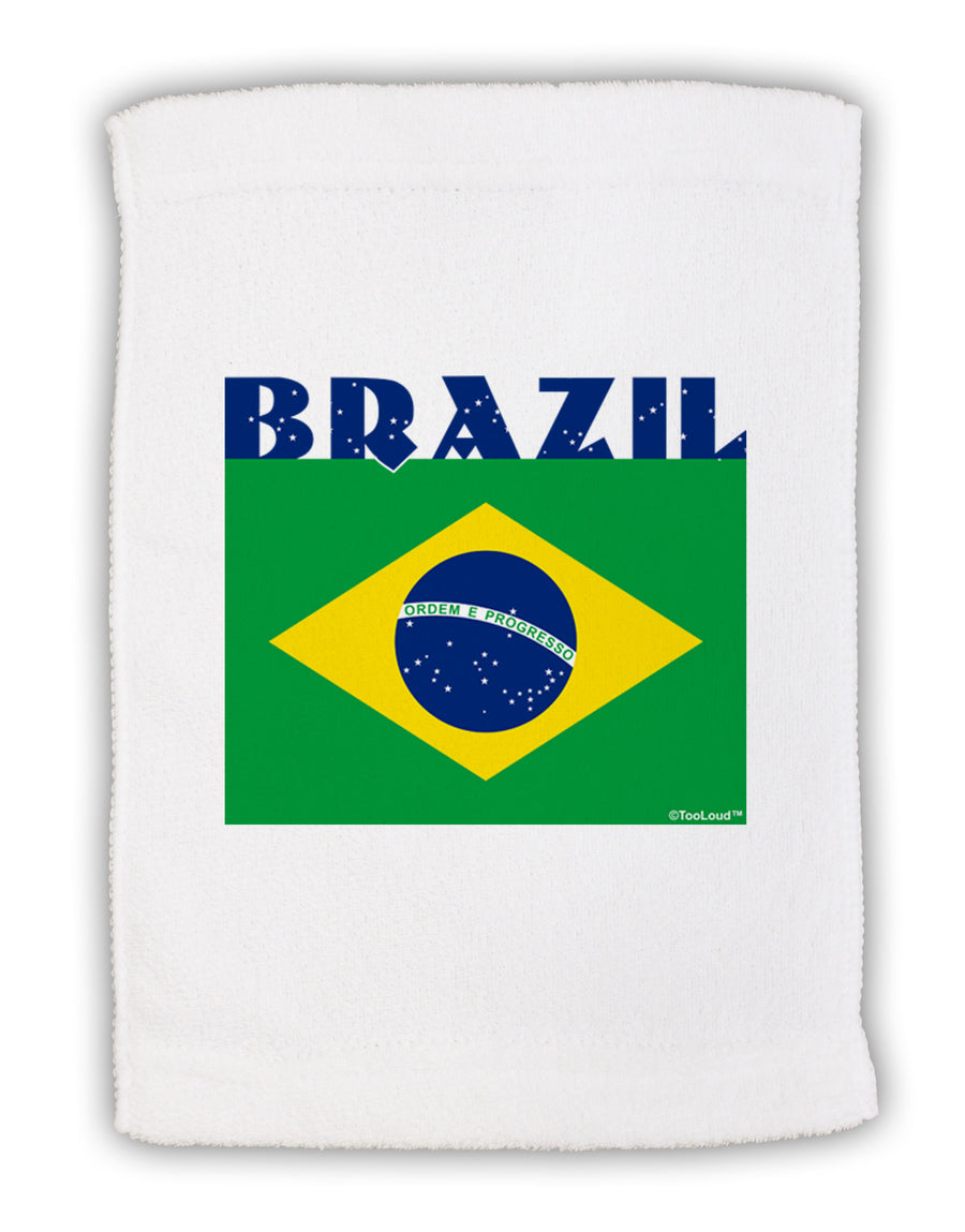 Brazil Flag Micro Terry Sport Towel 11 x 18 inches-TooLoud-White-Davson Sales