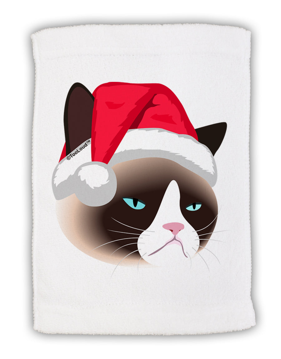 Santa Hat Disgruntled Siamese Cat Micro Terry Sport Towel 15 X 22 inches by TooLoud-Sport Towel-TooLoud-White-Davson Sales