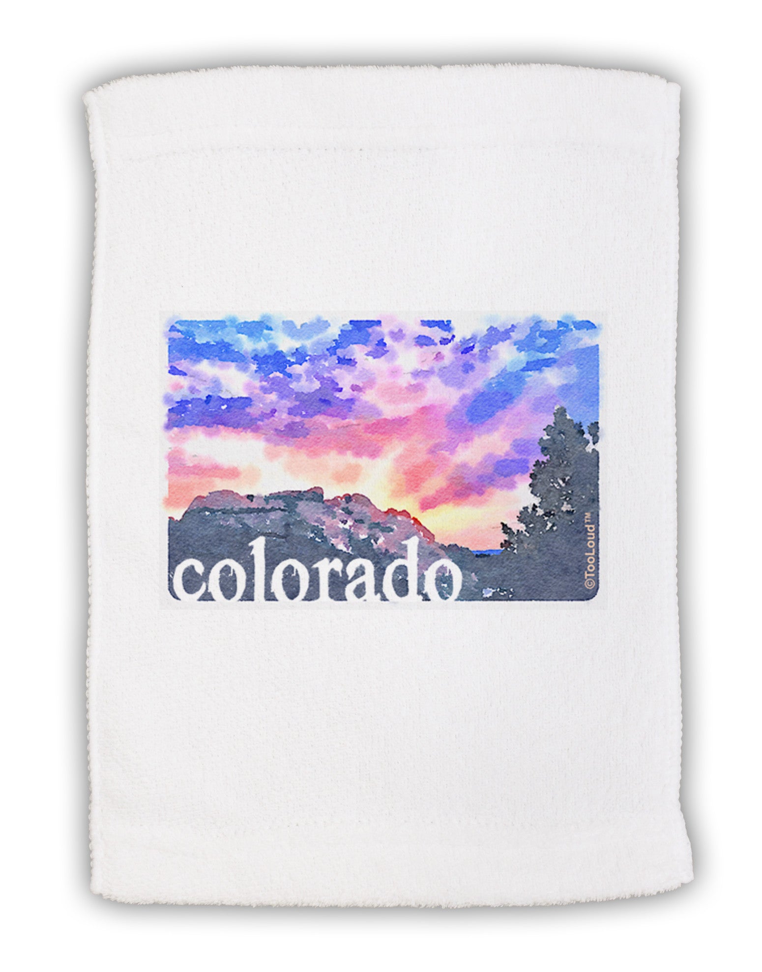 CO Rainbow Sunset Watercolor Text Micro Terry Sport Towel 11 x 18 inches-Sport Towel-TooLoud-White-Davson Sales
