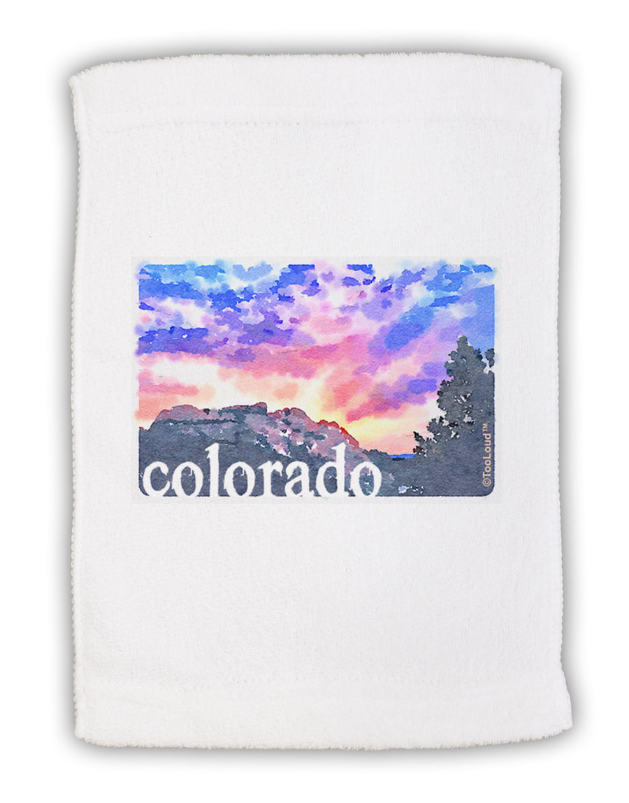 CO Rainbow Sunset Watercolor Text Micro Terry Sport Towel 11 x 18 inches-Sport Towel-TooLoud-White-Davson Sales