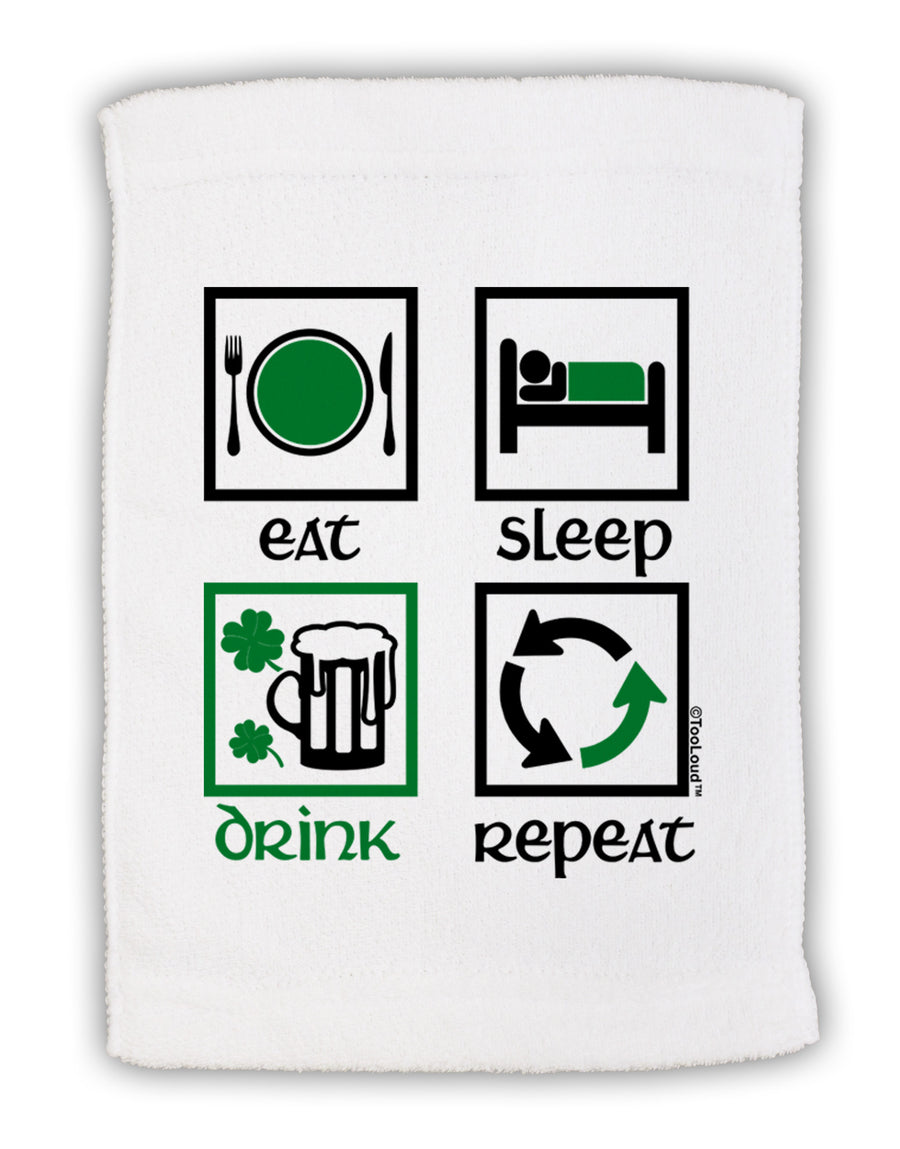 Eat Sleep Drink Green Beer Repeat Micro Terry Sport Towel 11 x 18 inches-TooLoud-White-Davson Sales