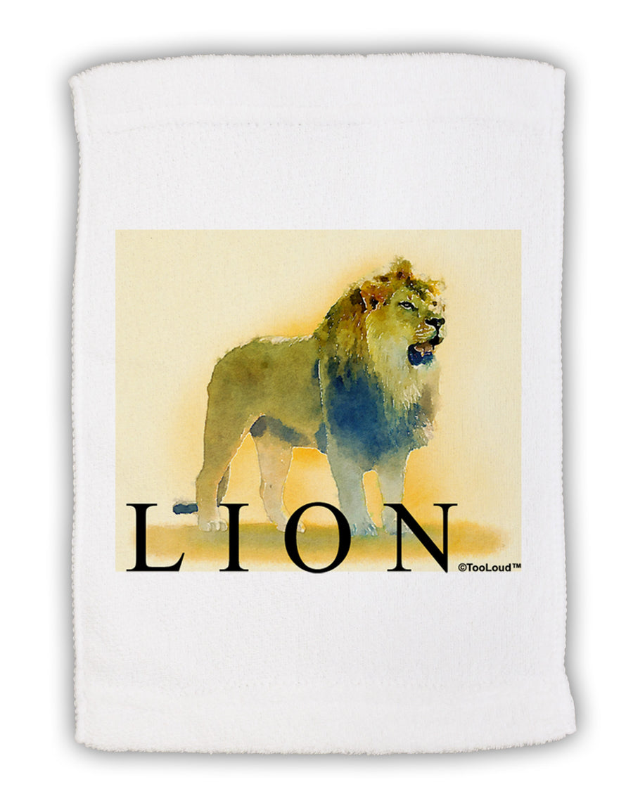 Lion Watercolor 1 Text Micro Terry Sport Towel 11 x 18 inches-TooLoud-White-Davson Sales