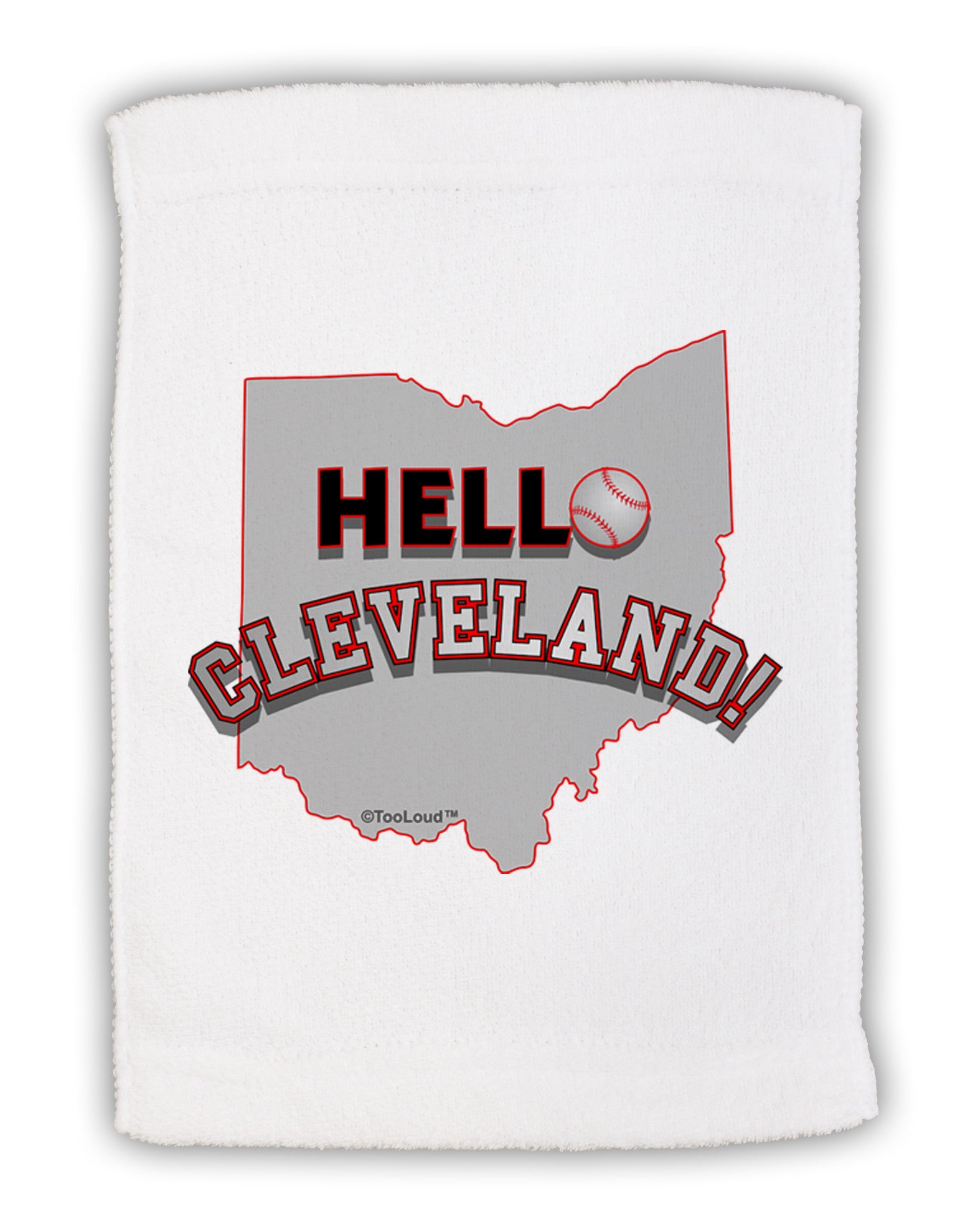 Hello Cleveland Micro Terry Sport Towel 11 x 18 inches-TooLoud-White-Davson Sales