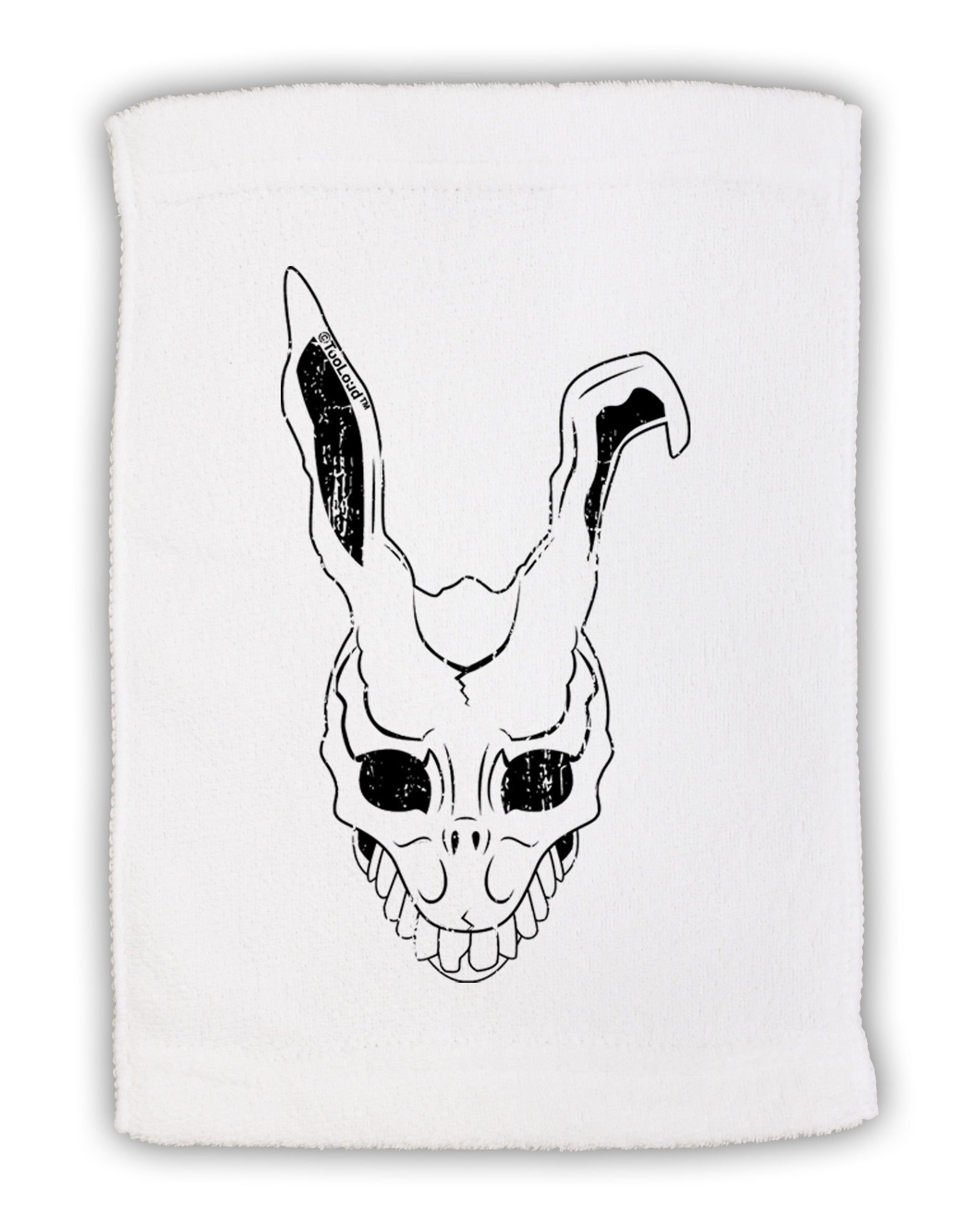 Scary Bunny Face White Distressed Micro Terry Sport Towel 11 x 18 inches-TooLoud-White-Davson Sales