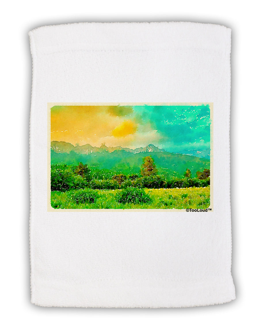 Mountain Sunset Watercolor Micro Terry Sport Towel 11 x 18 inches-TooLoud-White-Davson Sales