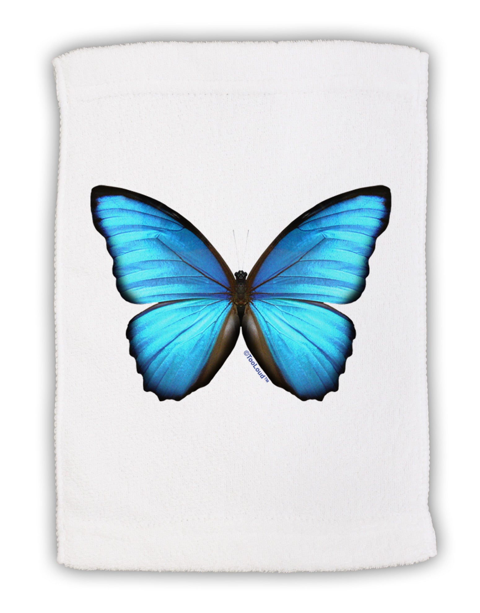 Big Blue Butterfly Micro Terry Sport Towel 11 x 18 inches-TooLoud-White-Davson Sales