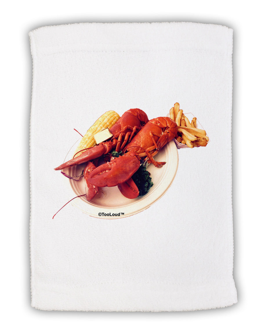 Lobster Plate Micro Terry Sport Towel 11 x 18 inches-TooLoud-White-Davson Sales