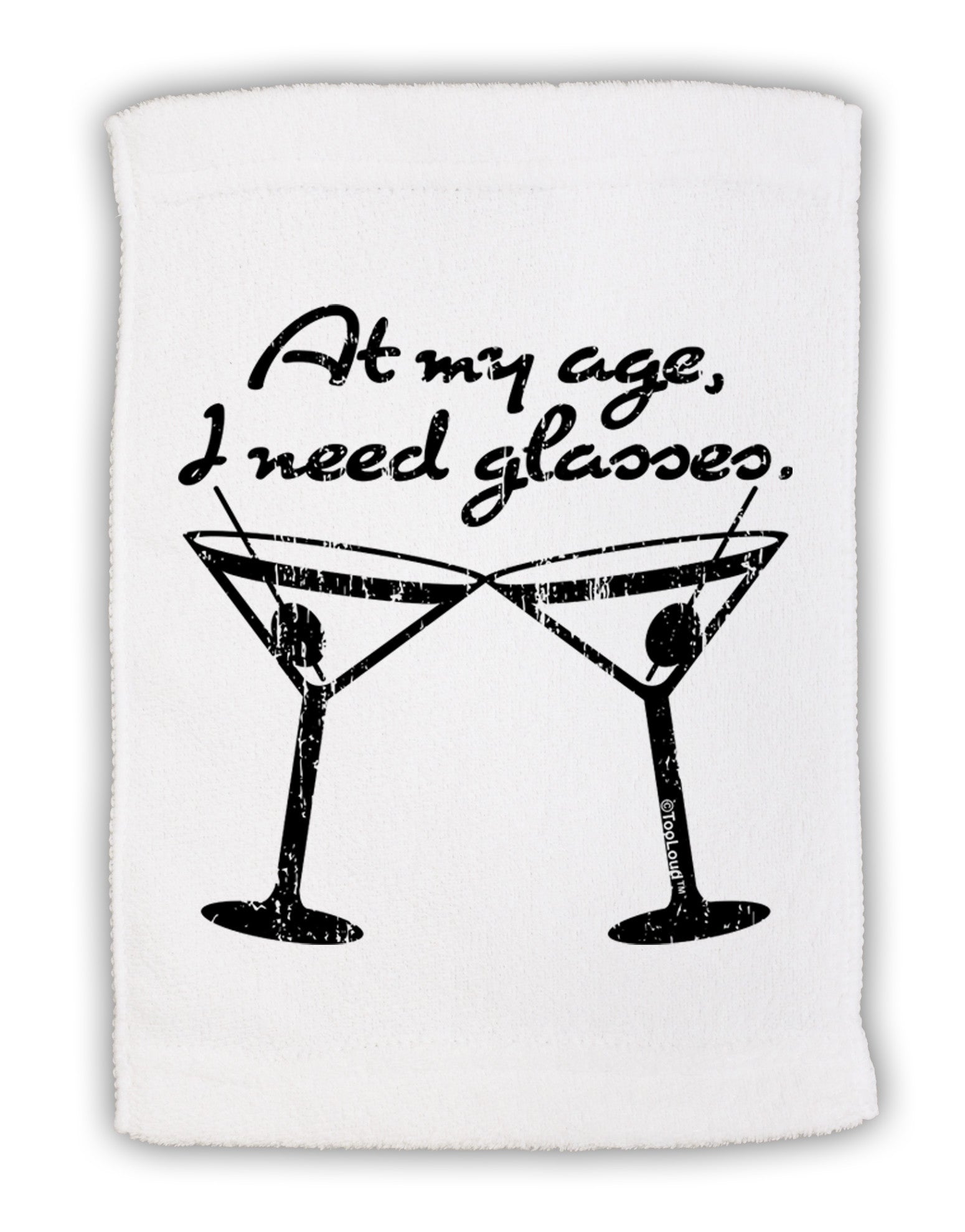 At My Age I Need Glasses - Martini Distressed Micro Terry Sport Towel 11 x 18 Inch by TooLoud-Sport Towel-TooLoud-White-Davson Sales