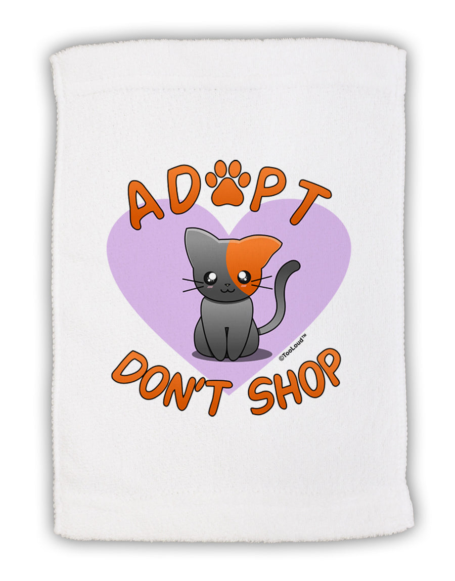 Adopt Don't Shop Cute Kitty Micro Terry Sport Towel 11 x 18 inches-TooLoud-White-Davson Sales