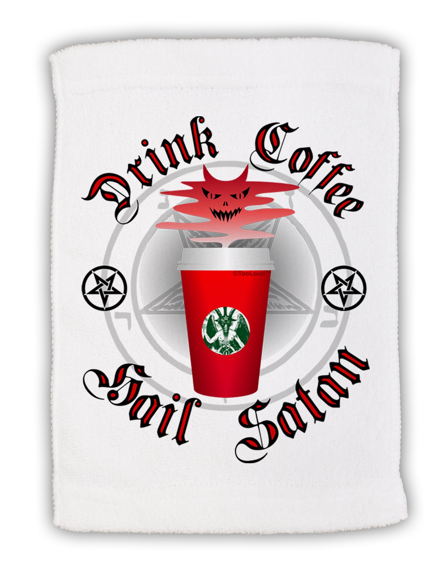 Red Cup Drink Coffee Hail Satan Micro Terry Sport Towel 15 X 22 inches by TooLoud-Sport Towel-TooLoud-White-Davson Sales
