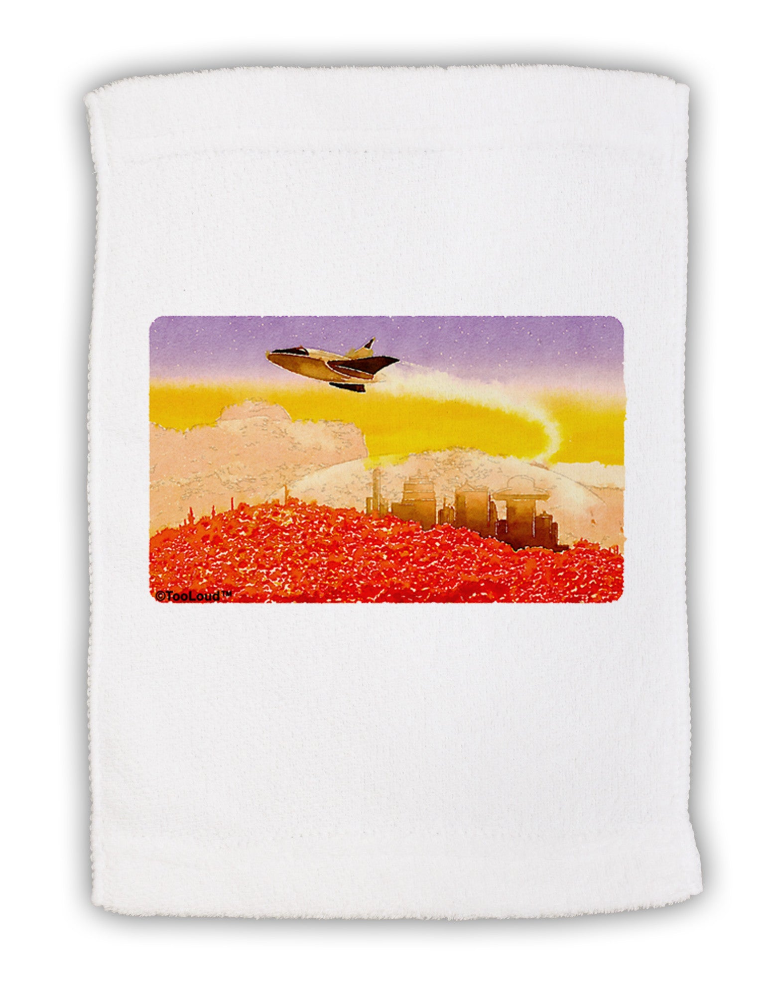 Planet Mars Watercolor Micro Terry Sport Towel 11 x 18 inches-TooLoud-White-Davson Sales