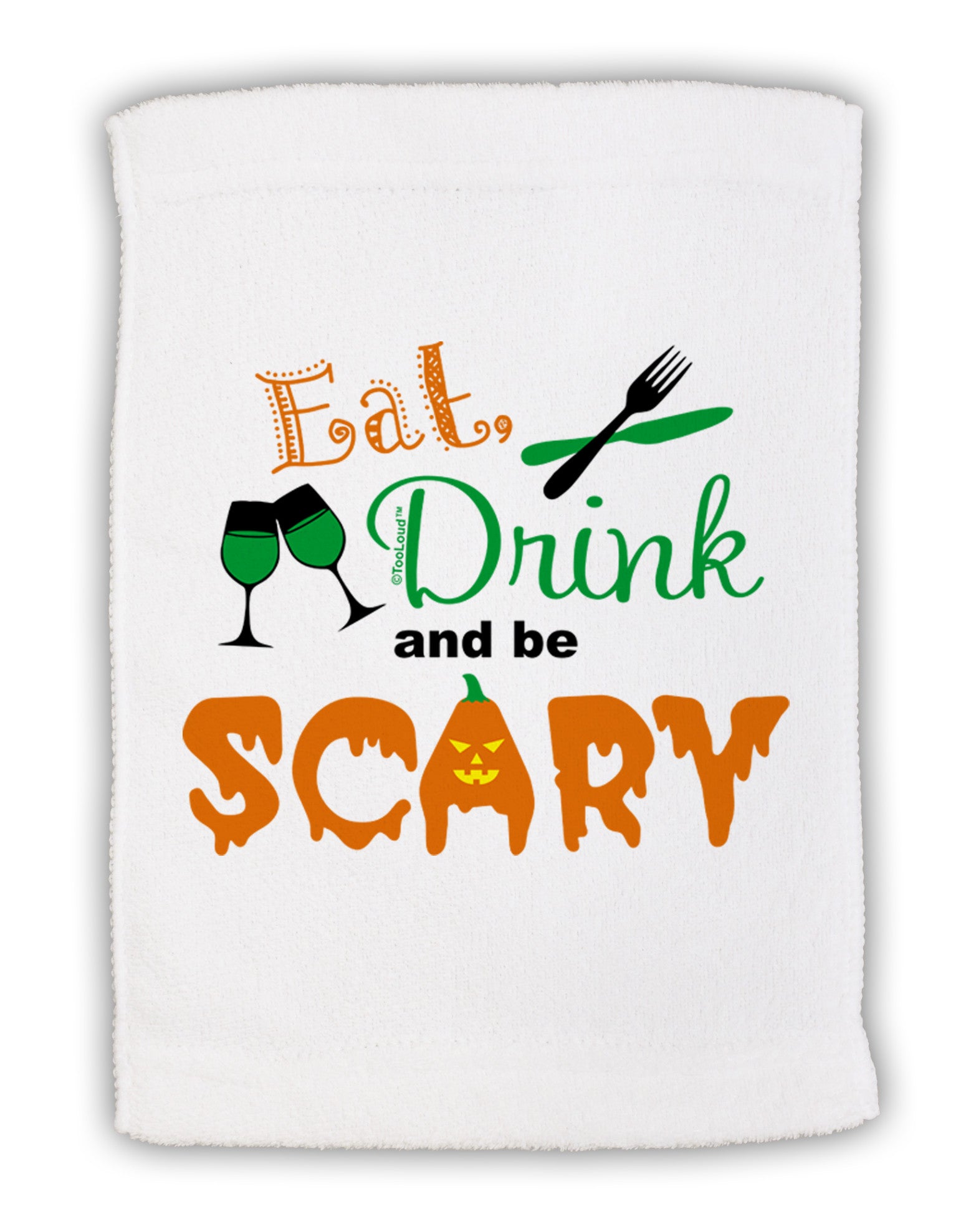 Eat Drink Scary Green Micro Terry Sport Towel 11 x 18 inches-TooLoud-White-Davson Sales