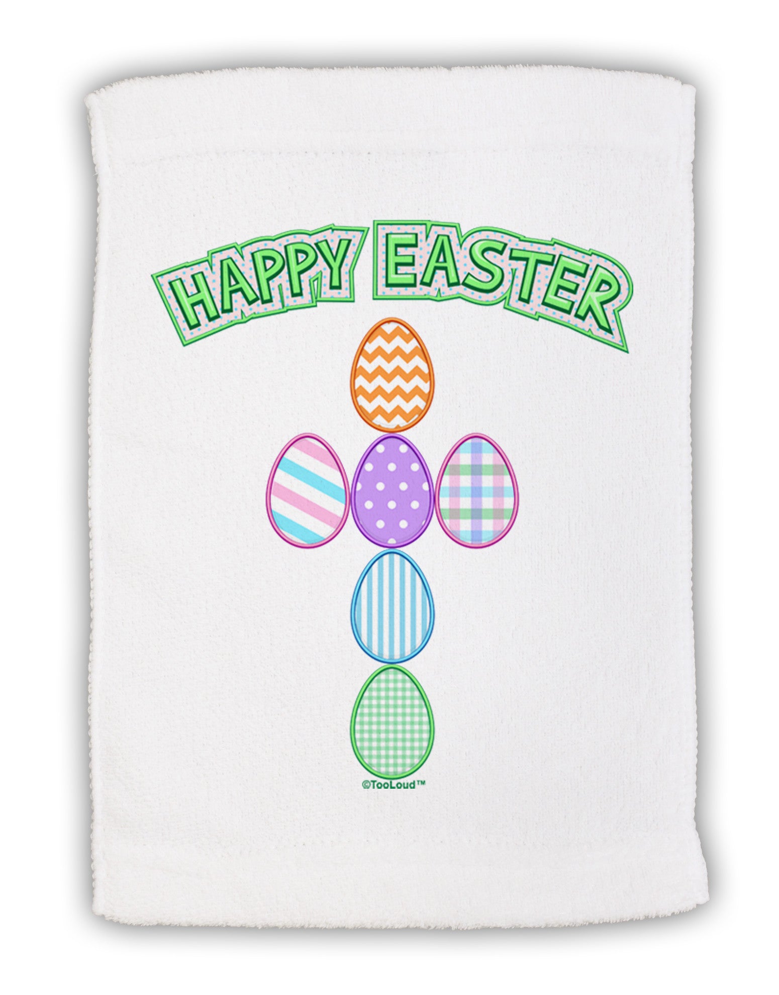 Happy Easter Egg Cross Faux Applique Micro Terry Sport Towel 11 x 18 inches-Sport Towel-TooLoud-White-Davson Sales