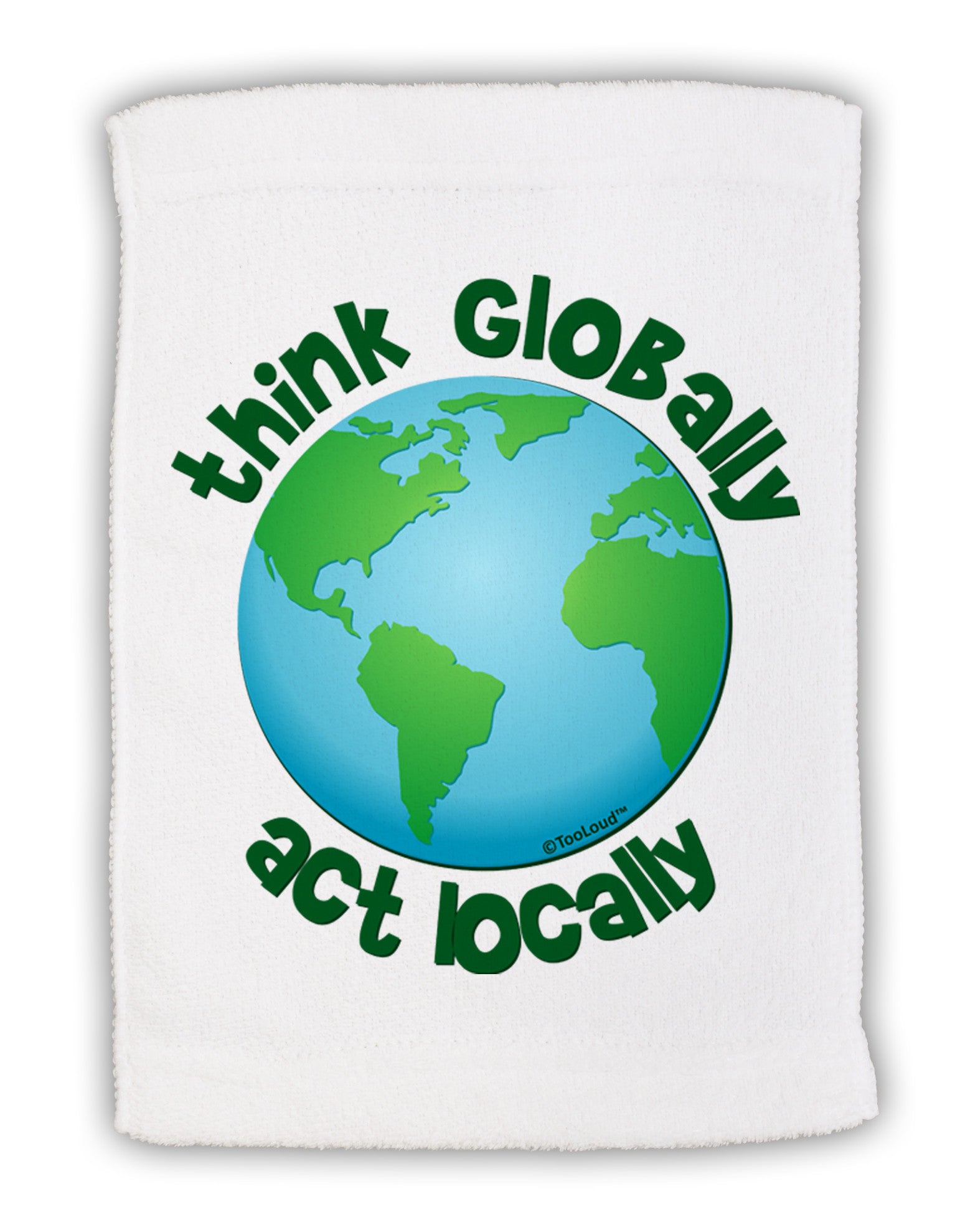 Think Globally Act Locally - Globe Micro Terry Sport Towel 15 X 22 inches-Sport Towel-TooLoud-White-Davson Sales