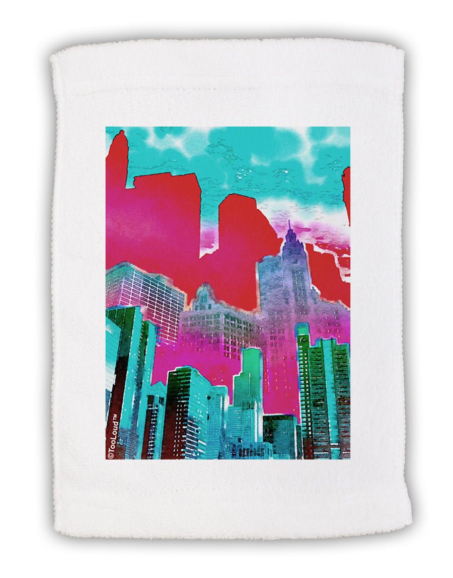 Chicago Abstract 2 Watercolor Micro Terry Sport Towel 11 x 18 inches-TooLoud-White-Davson Sales