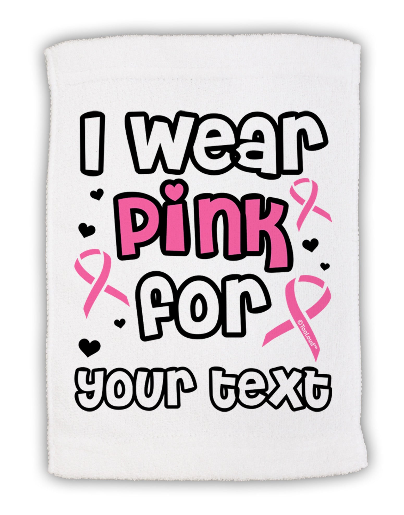 Personalized I Wear Pink for -Name- Breast Cancer Awareness Micro Terry Sport Towel 15 X 22 inches-Sport Towel-TooLoud-White-Davson Sales