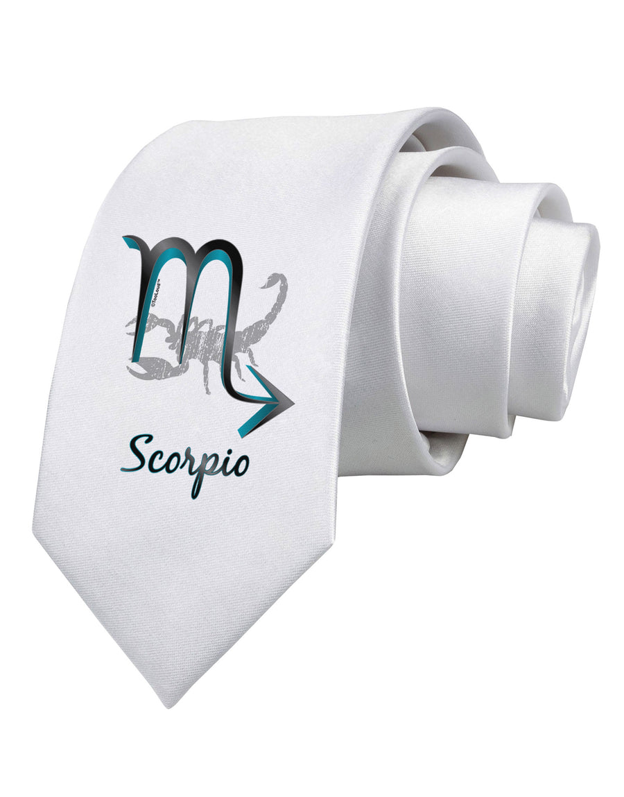 Scorpio Symbol Printed White Necktie