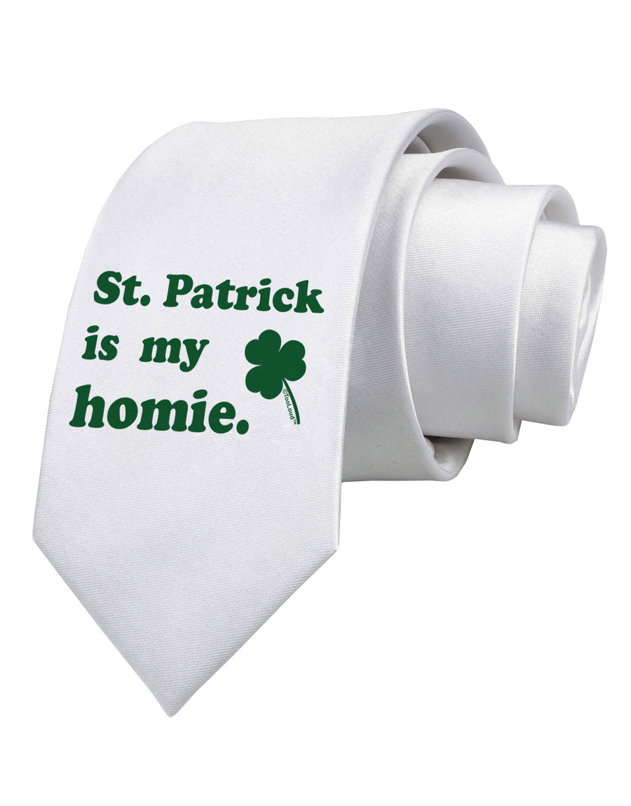 St Patrick is my Homie Printed White Necktie-Necktie-TooLoud-White-One-Size-Davson Sales