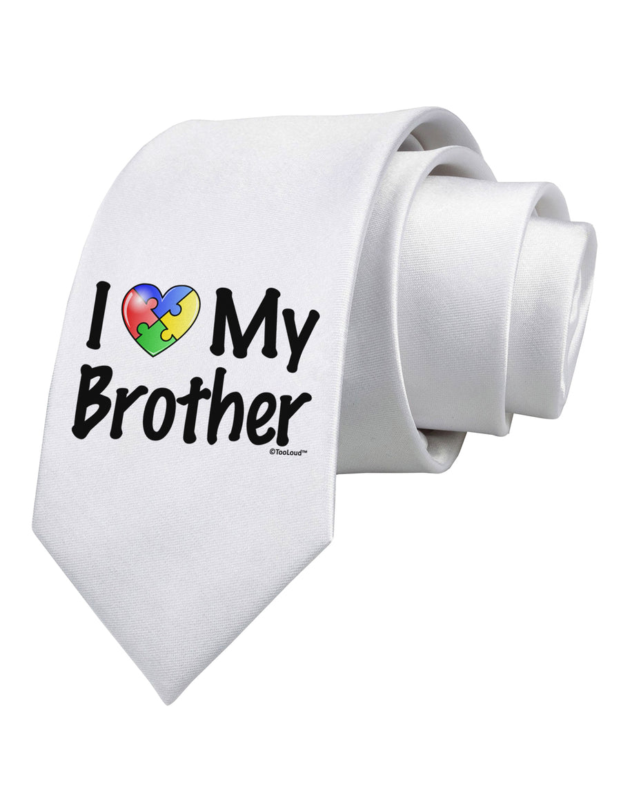 I Heart My Brother - Autism Awareness Printed White Necktie by TooLoud-Necktie-TooLoud-White-One-Size-Davson Sales
