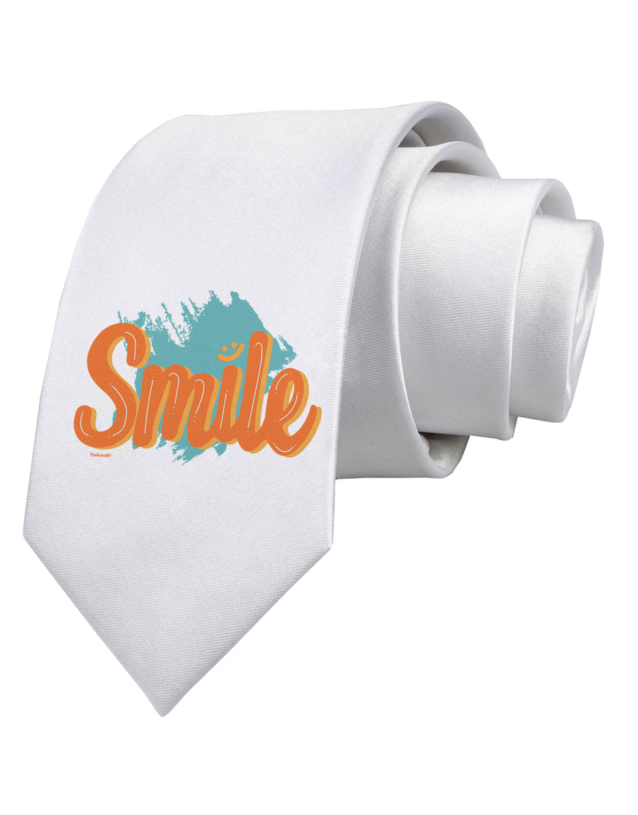 Smile Printed White Neck Tie Tooloud