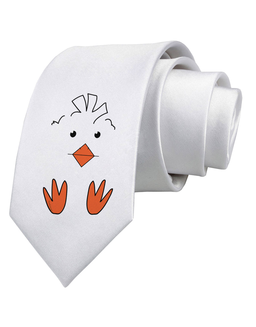 Cute Easter Chick Face Printed White Neck Tie Tooloud