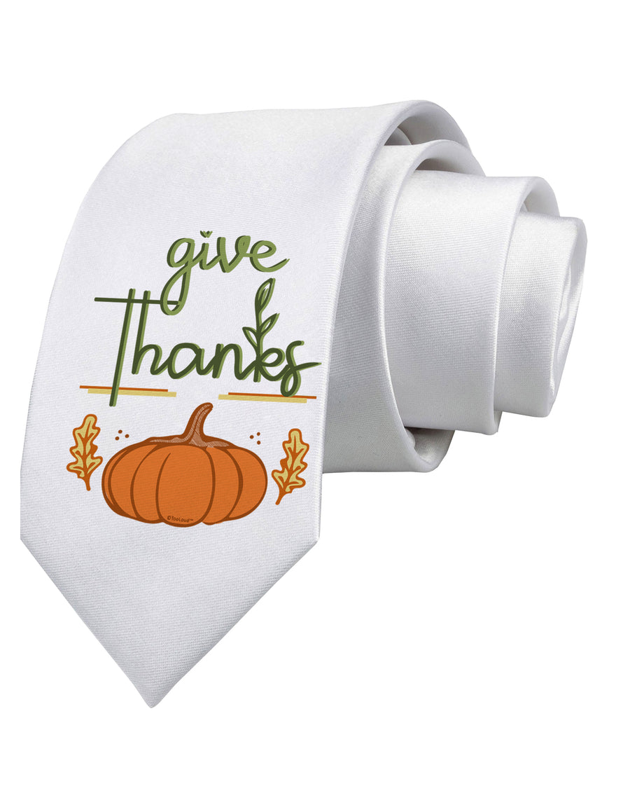 Give Thanks Printed White Neck Tie-Necktie-TooLoud-White-One-Size-Fits-Most-Davson Sales