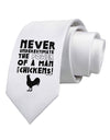 A Man With Chickens Printed White Necktie