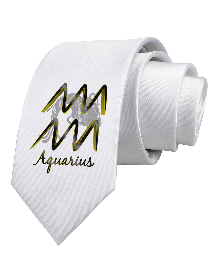 Aquarius Symbol Printed White Necktie-Necktie-TooLoud-White-One-Size-Davson Sales