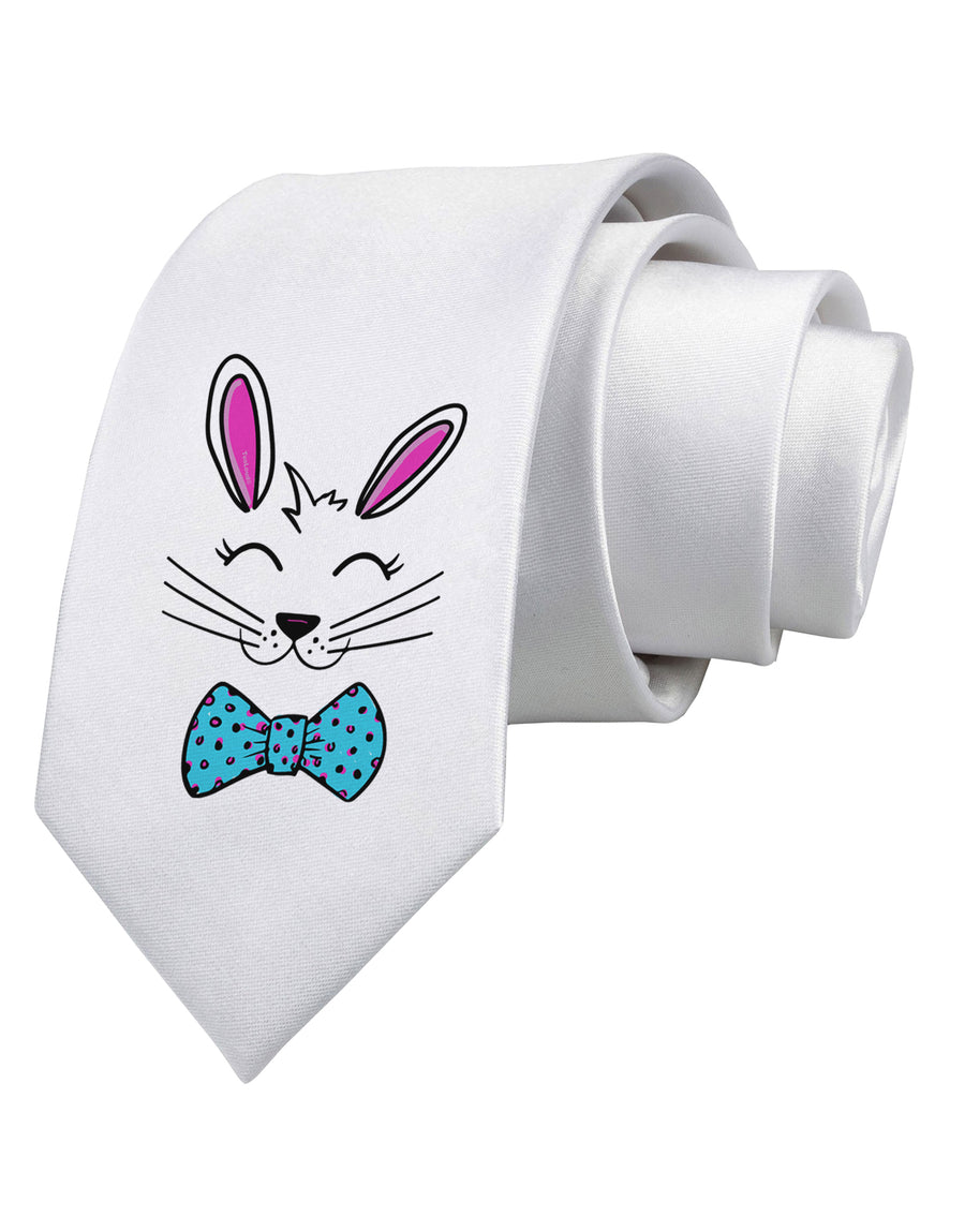 Happy Easter Bunny Face Printed White Neck Tie Tooloud