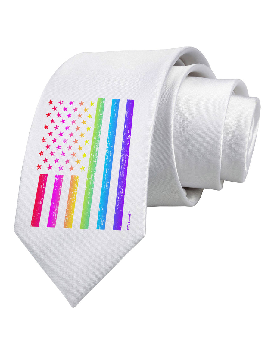 American Pride - Rainbow Flag Printed White Necktie-Necktie-TooLoud-White-One-Size-Davson Sales