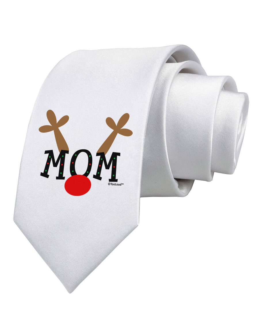 Matching Family Christmas Design - Reindeer - Mom Printed White Necktie by TooLoud-Necktie-TooLoud-White-One-Size-Davson Sales
