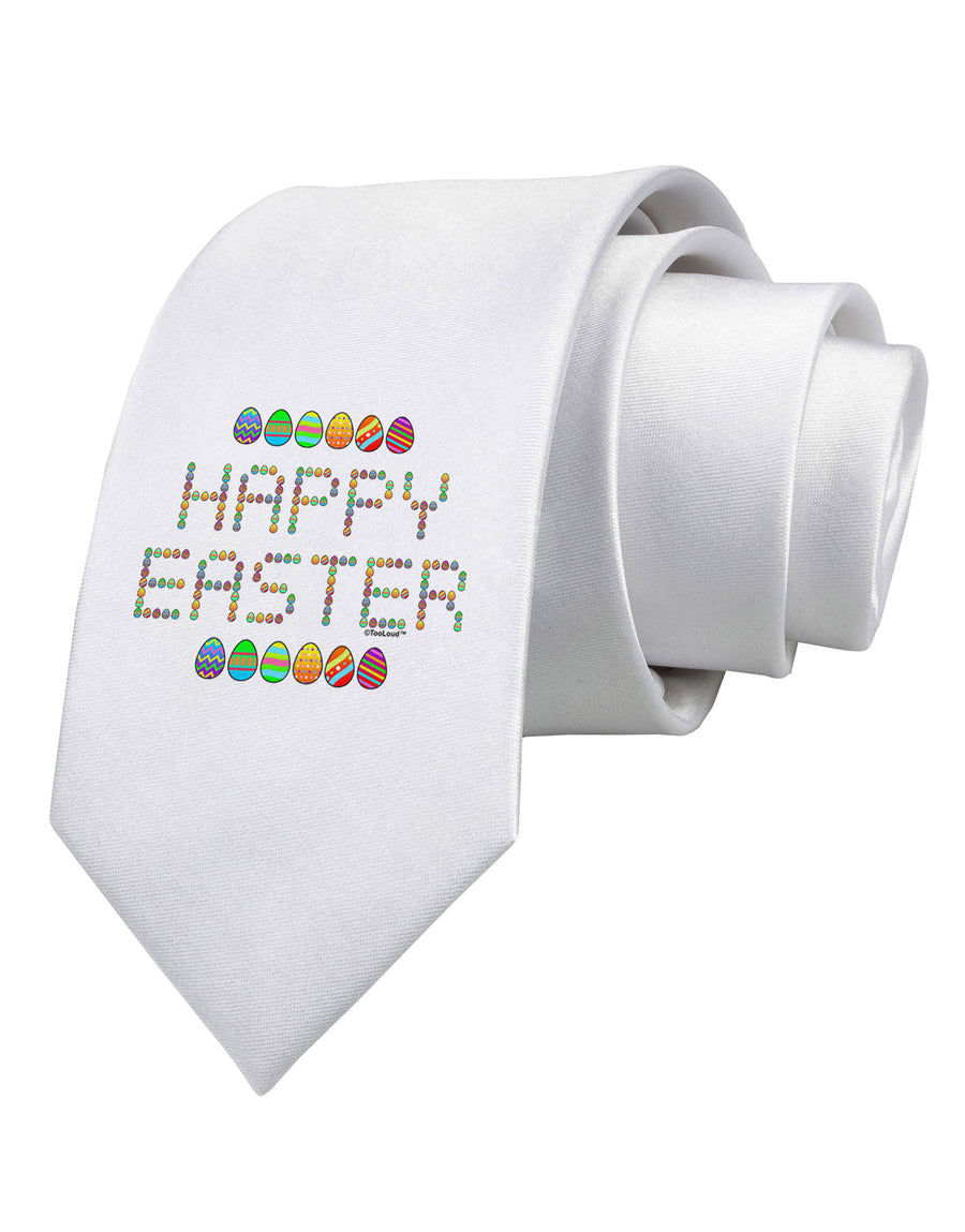 Happy Easter Eggs Printed White Necktie-Necktie-TooLoud-White-One-Size-Davson Sales